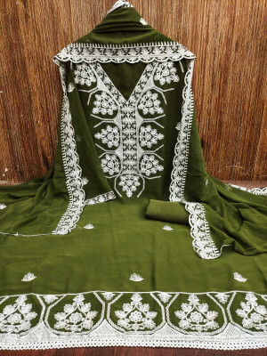 KGM BRAND Georgette Embroidered Salwar Suit Material