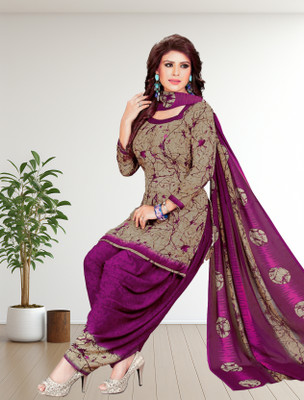 ANJAVI FASHION Crepe Solid, Floral Print, Printed, Geometric Print Salwar Suit Material