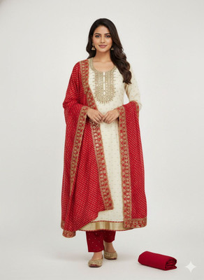 RAJGHARANA NX Chanderi Embroidered Salwar Suit Material