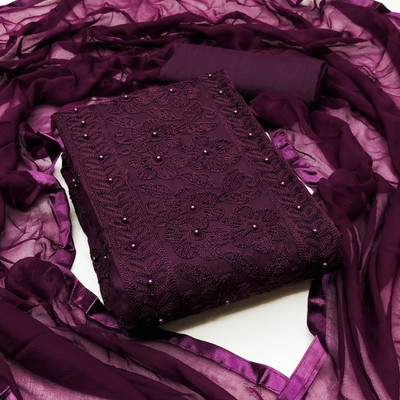 TRYSTON Cotton Silk Embroidered Salwar Suit Material