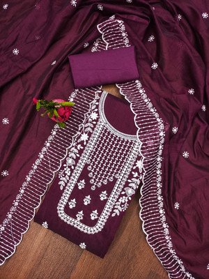 Sindharat Fashion Chanderi Embroidered Salwar Suit Material