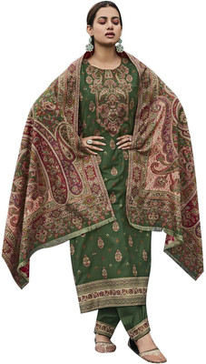 DRAVINAM Trends Wool Embroidered Salwar Suit Material