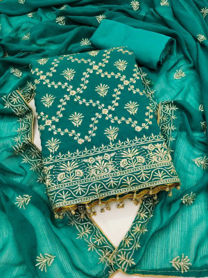 HOUSEEOFCOMMON Georgette Embroidered Salwar Suit Material