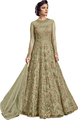 DHRISHUTEXTILE Net/Lace Embroidered Gown/Anarkali Kurta & Bottom Material