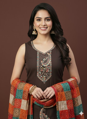 GFASHION Cotton Blend Embroidered Salwar Suit Material