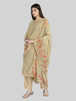 Tavas Chanderi Embroidered Salwar Suit Material