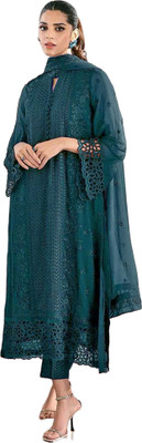 LAZORIFASHION Georgette Embroidered Salwar Suit Material
