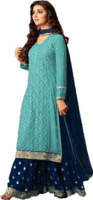 DHRISHUTEXTILE Georgette Embroidered Gown/Anarkali Kurta & Bottom Material