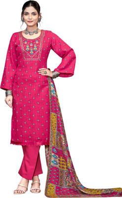 IndiaCarvan Wool Embroidered Salwar Suit Material