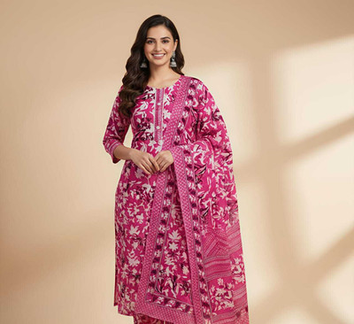Chingaari Cotton Linen Floral Print Kurta Fabric