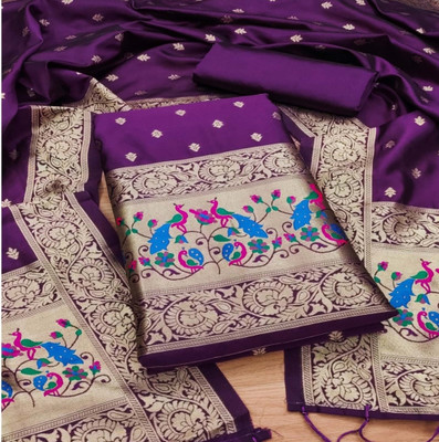 Priyanka Collection Tussar Silk Self Design Salwar Suit Material