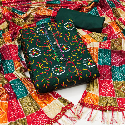 Nayanthara Trends Cotton Blend Embroidered Salwar Suit Material