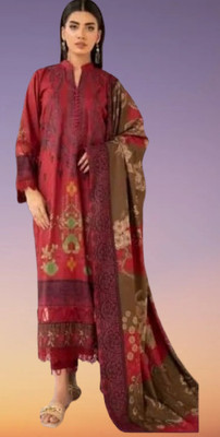 HU COLLECTION Cotton Blend Printed Salwar Suit Material