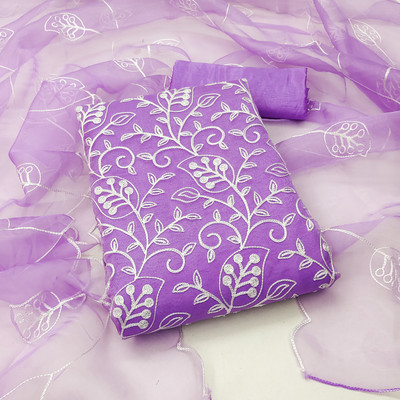 manvaa Organza Embroidered Salwar Suit Material