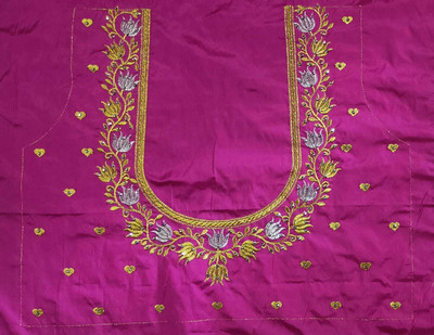 The White Rabbit Art Silk Embroidered Blouse Material