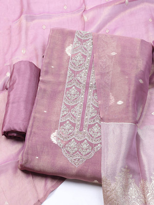 Meena Bazaar Silk Blend Embroidered Salwar Suit Material