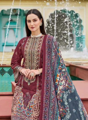 Ambar Lifestyle Pure Cotton Embroidered, Floral Print, Embellished, Self Design, Paisley Salwar Suit Material