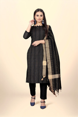 RUDRAA FAB Cotton Blend Embroidered Salwar Suit Material