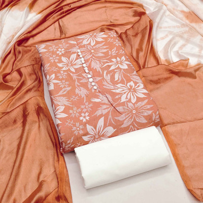 RUDRAA FAB Cotton Blend Printed Salwar Suit Material