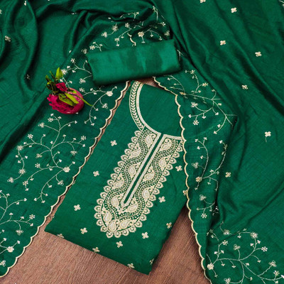 Peachmode Silk Blend Embroidered Salwar Suit Material