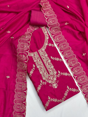 Divastri Silk Blend Embroidered Salwar Suit Material
