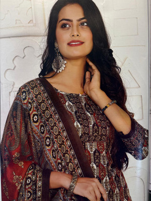 GUMBERTEXTILES Wool Graphic Print Salwar Suit Material