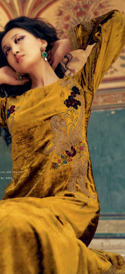 Kharatis Velvet Embroidered Salwar Suit Material