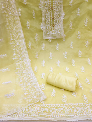 HMP Fashion Organza Embroidered Salwar Suit Material
