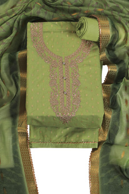 Tavas Chanderi Embroidered, Floral Print Salwar Suit Material