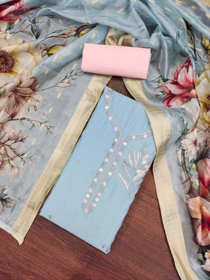 Tasrika Silk Blend Embroidered Salwar Suit Material