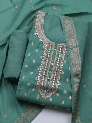 Meena Bazaar Chanderi Embroidered Salwar Suit Material