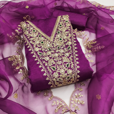 Divastri Organza Embroidered Salwar Suit Material