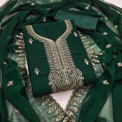 HERE&NOW Georgette Embroidered Salwar Suit Material