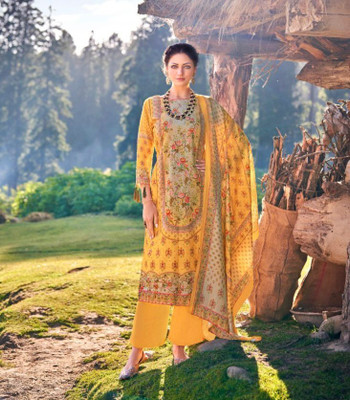 NAWABI COLLECTION Wool Geometric Print Salwar Suit Material