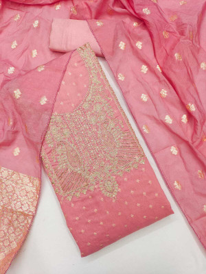 NIDHI'S FASHION Silk Blend Embroidered Salwar Suit Material