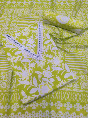 SAMYAGDARSHANA Pure Cotton Floral Print Salwar Suit Material