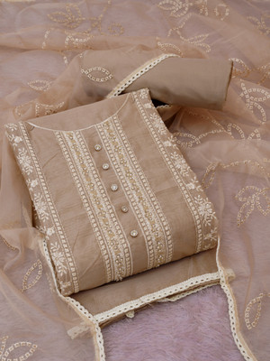 Tavas Chanderi Embroidered Salwar Suit Material