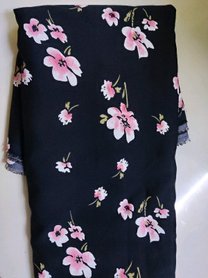 SKYVILLA Crepe Floral Print Multi-purpose Fabric