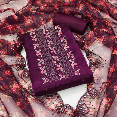 star impex Organza Embroidered Kurta & Churidar Material