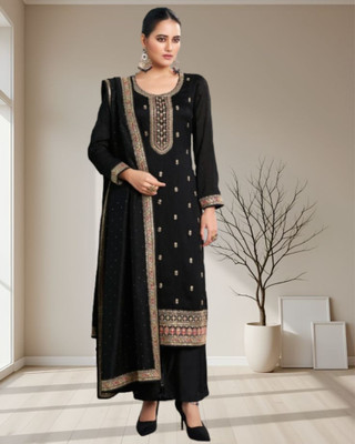 Dealbazaars Corporation Silk Blend Embroidered, Embellished, Self Design Salwar Suit Material