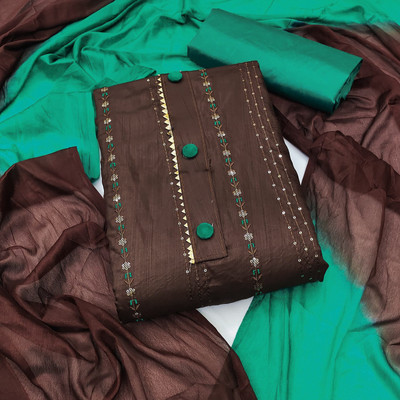 manvaa Cotton Blend Embroidered Salwar Suit Material