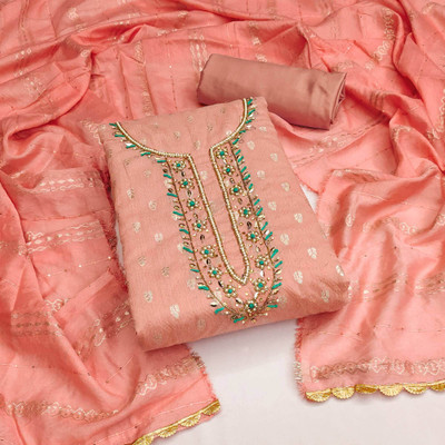 Peachmode Jacquard Self Design Salwar Suit Material