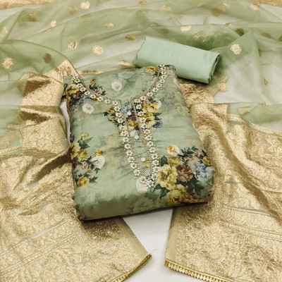 Blissta Organza Printed Salwar Suit Material