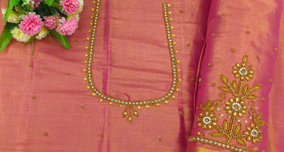 Khusi Fashion Tussar Silk Embellished Blouse Material