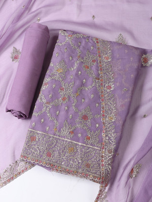 Meena Bazaar Art Silk Embroidered Salwar Suit Material