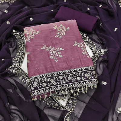 BlissFlair Georgette Embroidered Kurta Fabric