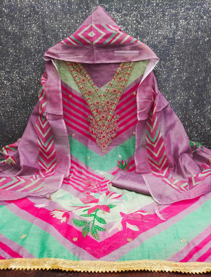TNT Chanderi Embroidered Salwar Suit Material