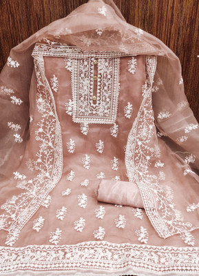 M FASHION Organza Embroidered Salwar Suit Material