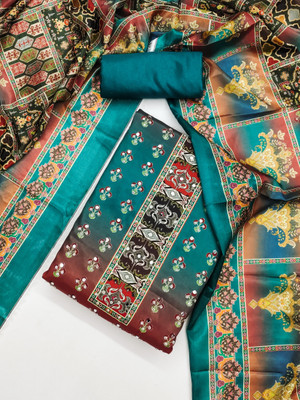 Divastri Silk Blend Embellished, Printed Salwar Suit Material