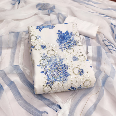 RUDRAA FAB Georgette Printed Salwar Suit Material